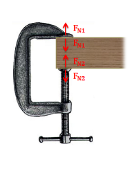 C-clamp on a piece of wood