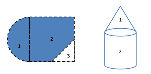 Breaking down an area and volume into simple parts